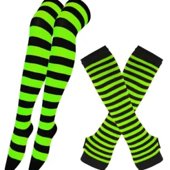 Randiga strumpor Julstrumpor dam Halloweenstrumpor höga strumpor Europeiska och amerikanska festival cosplay damstrumpor MJ51 handskar Ren orange One Size | Fyndiq><noscript><img width=