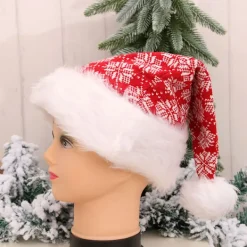 ATELA Röd julmössa Snowflake lång plyschmössa Stickad julmössa i ull><noscript><img width=