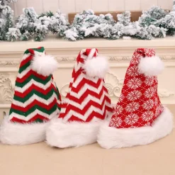 ATELA Röd julmössa Snowflake lång plyschmössa Stickad julmössa i ull><noscript><img width=