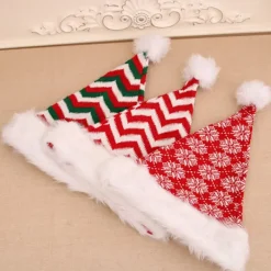 ATELA Röd julmössa Snowflake lång plyschmössa Stickad julmössa i ull><noscript><img width=