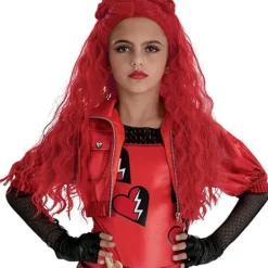 Holocky Röd peruk kostymtillbehör för flickor, Descendants 4 The Rise of Red Costume 140cm><noscript><img width=