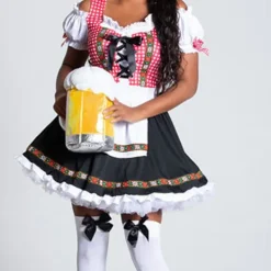 Röd Tysk Dirndl Klänning för Kvinnor - Traditionell Bayersk Ölfestival Cosplay Kostym[YDE] XXL><noscript><img width=