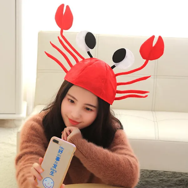 Jettbuying Röda hummer krabba sjödjur hatt rolig julklapp kostym Ac onesize> Huvudbonader