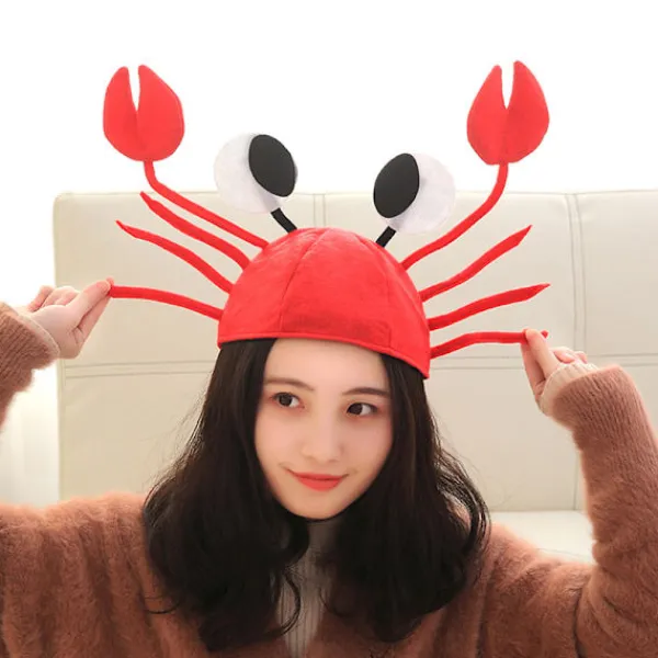 Jettbuying Röda hummer krabba sjödjur hatt rolig julklapp kostym Ac onesize> Huvudbonader