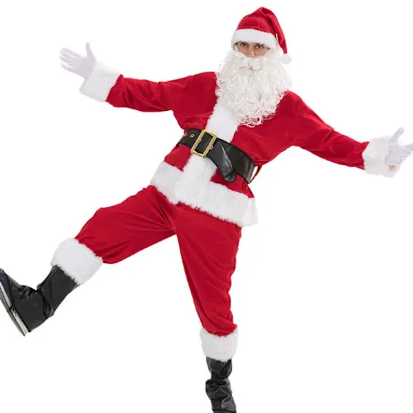 BästaGåva REA Jultomtekostym 7 delar komplett juldräkt för vuxna Cosplay Jultomtekostym plus älva plus tomte xl puls (180-195cm)> Dräkter