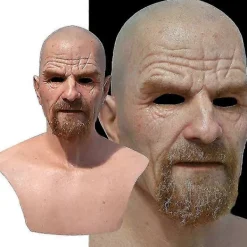 FMYSJ Realist Old Man Mask Latex Halloween Cosplay Party Helmask Fg (FMY)><noscript><img width=