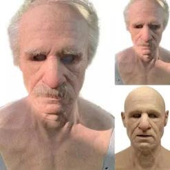 Relistisk gmml mns msk ltex msk Hlloween full hed msk> Masker