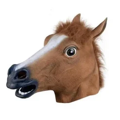 Realistisk hästmask Fullt huvud Pälsman Latex Läskig djurmask för Halloweenfestdräkt> Masker