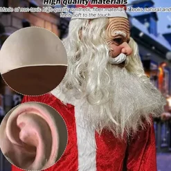 Realistisk tomtemask i latex, helmask med röd tomtemössa + skägg><noscript><img width=