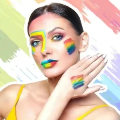 Regnbågs Ansiktsfärg Pride Ansikte Kroppsfärg Kit Regnbåge Sminkstift för Firanden Cosplay Födelsedags Sminktillbehör C> Smink