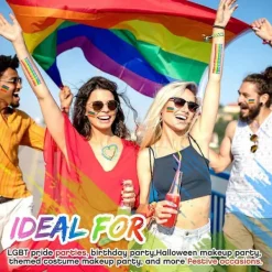 Regnbågs Ansiktsfärg Pride Ansikte Kroppsfärg Kit Regnbåge Sminkstift för Firanden Cosplay Födelsedags Sminktillbehör C><noscript><img width=