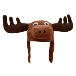 Ren Älg Plyschmössa med Härliga Djuröron Bekväm och Rolig Huvudbonad Djurformad Mössa för> Huvudbonader