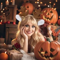 Renhornshårband - Julrenöronhårband för kvinnor och män, perfekt för fester, rollspel, Halloween, Cosplay-kostymer [DB]><noscript><img width=