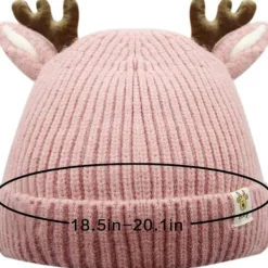 Renmössa för spädbarn och småbarn - Söt virkad stickad mössa med horn, varm huvudbonad för pojkar och flickor> Huvudbonader