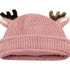 Renmössa för spädbarn och småbarn - Söt virkad stickad mössa med horn, varm huvudbonad för pojkar och flickor><noscript><img width=