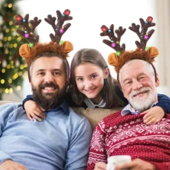 Rensdjurshorn Huvudband, LED Rensa Huvudband med Klockor, ZQKLA><noscript><img width=