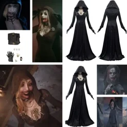 Resident Evil: Bela Dimitrescu Vampyrdam Cosplay Kostym Bela Klänning+Peruk set Endast Kostym{FY} Women S> Dräkter