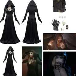 Resident Evil: Bela Dimitrescu Vampyrdam Cosplay Kostym Bela Klänning+Peruk set Endast Peruk-FF- One Size><noscript><img width=