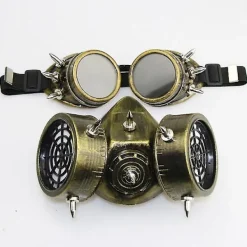 Retro Steampunk Gasmask med glasögon Unisex Halloween Mask Cosplay Tillbehör><noscript><img width=
