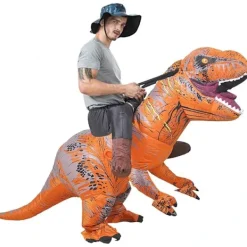 Ridande dinosauriekostym Uppblåsbar dinosauriedräkt Maskeraddräkt för vuxna Brun> Dräkter
