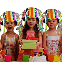 Holocky Rolig Clownhatt med LED-lampor & Noodlehår><noscript><img width=