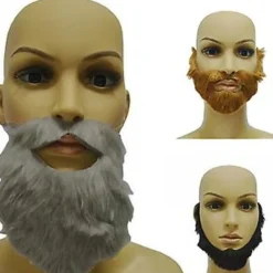 Rolig Falsk Skägg Festival Fancy Dress Kostym Halloween Party Simulerat Mustasch Skägg (Grå)> Tillbehör