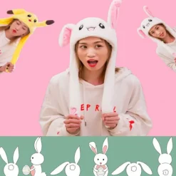 Rolig Hoppande Kanin Plyschmössa för Kvinnor och Flickor, Kan Användas som Roliga Påsk/Halloween/Julhattpresenter><noscript><img width=