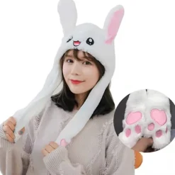 Rolig hoppande kaninplyschmössa för kvinnor och flickor, kan användas som> Huvudbonader