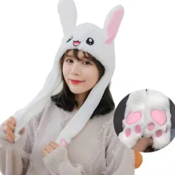 Rolig hoppande kaninplyschmössa för kvinnor och flickor, kan användas som rolig påsk-/halloween-/julhattgåva> Huvudbonader