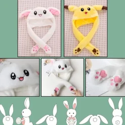 Rolig hoppande kaninplyschmössa för kvinnor och flickor, kan användas som rolig påsk-/halloween-/julhattgåva><noscript><img width=