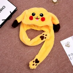 Rolig leksak kaninhatt PIKACHU hatt klämma öron airbag hatt rörlig söt plyschhatt/djurhatt som present> Huvudbonader