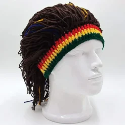 Rolig peruk skägg hatt handgjord mössa Rasta hatt med dreadlocks><noscript><img width=