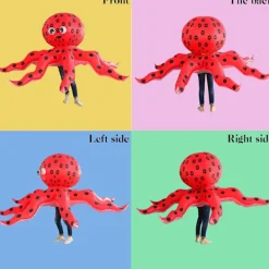 Rolig röd bläckfisk cosplay uppblåsbar dräkt lätt bekväm show kostym för vuxna män kvinnor_tfrf><noscript><img width=