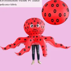 Rolig röd bläckfisk cosplay uppblåsbar dräkt lätt bekväm show kostym för vuxna män kvinnor_tfrf><noscript><img width=