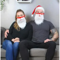 TrueNorth Rolig Skäggig Jultomte Kostym Vuxen Mask och en Julhatt 2025 Jul One Size Mode Jultillbehör, Bästa Julklapparna till Vänner><noscript><img width=