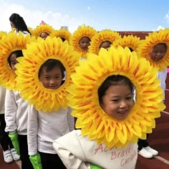 Rolig Solros Huvudbonad Performance Kostym Rekvisita för Dansfest Festival Barnkalas><noscript><img width=