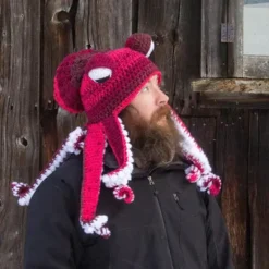 Rolig Virkad Bläckfiskmössa – Handgjort Bläckfiskpannband i Ull, Party & Hip Hop Vintermössa, Unisex One Size><noscript><img width=