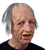 Roliga realistiska latexmasker för gammal man och kvinna med hår, Halloween-cosplay, festdräkt, gummimask, fest> Masker