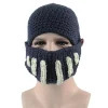 Romersk riddare stickad blå mössa vinter gladiator mask mössa handgjord stickad herrhatt> Huvudbonader