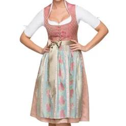 Rosa Dirndl Klänning för Kvinnor Tysk Oktoberfest Traditionell Bayersk Kostym[JSR] S> Dräkter