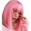 Rosa Lugg Peruk 12" Kort Rak Bob Peruk Färgad Syntetisk Cosplay Vardagsfest Peruk> Peruker