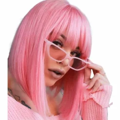 Rosa Lugg Peruk 12" Kort Rak Bob Peruk Färgad Syntetisk Cosplay Vardagsfest Peruk> Peruker