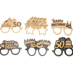 50-årsdag Pappersglasögon Grattis På Födelsedagen Pappersögonroliga Glasögon Nyhet Ögonkläder Födelsedagsfesttillbehör 6 Par> Tillbehör