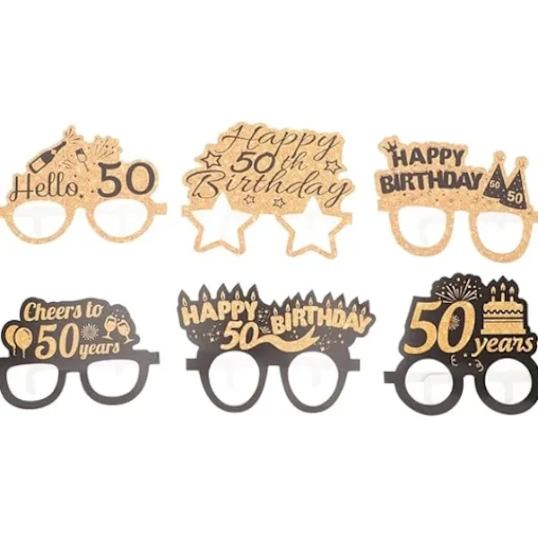50-årsdag Pappersglasögon Grattis På Födelsedagen Pappersögonroliga Glasögon Nyhet Ögonkläder Födelsedagsfesttillbehör 6 Par> Tillbehör