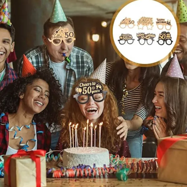 50-årsdag Pappersglasögon Grattis På Födelsedagen Pappersögonroliga Glasögon Nyhet Ögonkläder Födelsedagsfesttillbehör 6 Par> Tillbehör
