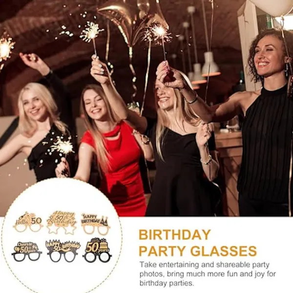 50-årsdag Pappersglasögon Grattis På Födelsedagen Pappersögonroliga Glasögon Nyhet Ögonkläder Födelsedagsfesttillbehör 6 Par> Tillbehör