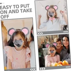 Rått Kostym Hårband Djur Öron Hårband Öron Hårband Mus Öron Hår Rosett Fest Dekorativt Hårband Mus Cosplay Hårband Kvinnor Huvudbonad><noscript><img width=