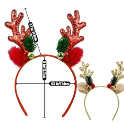 Rött Pannband med Renhorn och Paljetter - Julprydnad för Födelsedagar, Julfester, Vuxen Cosplay & Kostymdekoration><noscript><img width=