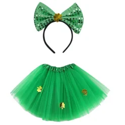 RU-St Patrick's Day Grön Rutig Hatt och Fluga Irländsk Fest><noscript><img width=