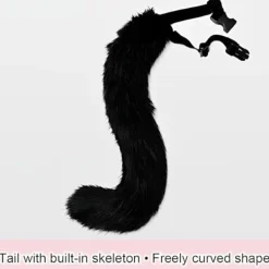 Rävsvans & Öron Set, Kattdräkt med Handskar, Vita Halloween Cosplay Tillbehör><noscript><img width=